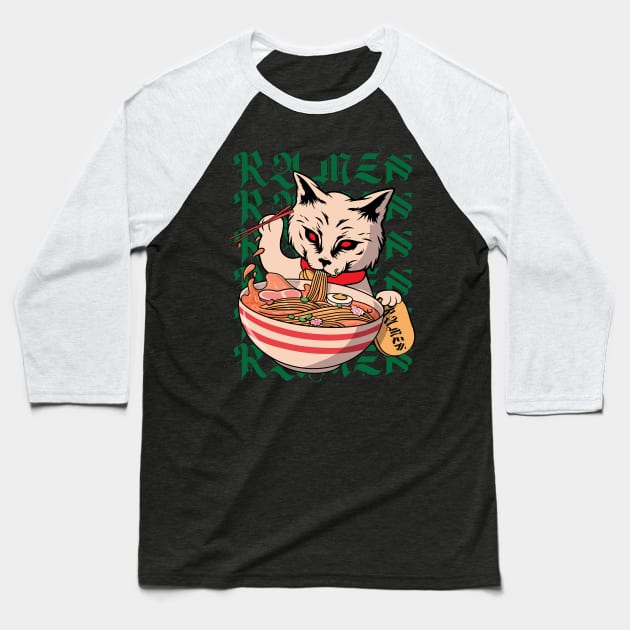 Spaghetti Cat Lover Baseball T-Shirt by Scaryzz